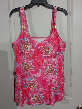 Modlily Patchwork Tribal Print Pink Tankini XXL